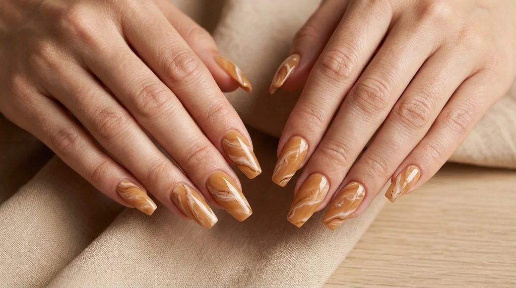 Butterscotch_swirl_marble_nail-Fille vibe