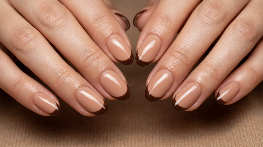 Chocolate Brown French Tips-Fille vibe