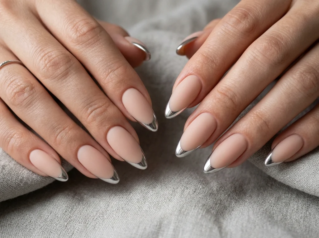 Chrome thin line-French Tips-Fille vibe