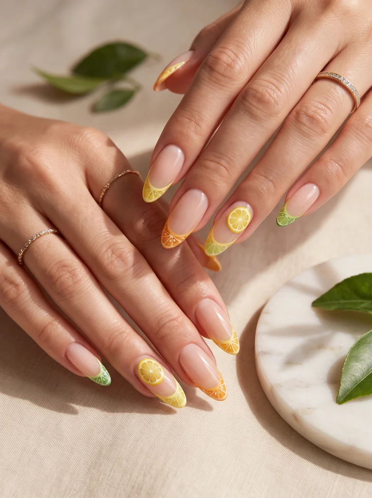 Citrus_slice_French_tips_nails_Fille vibe