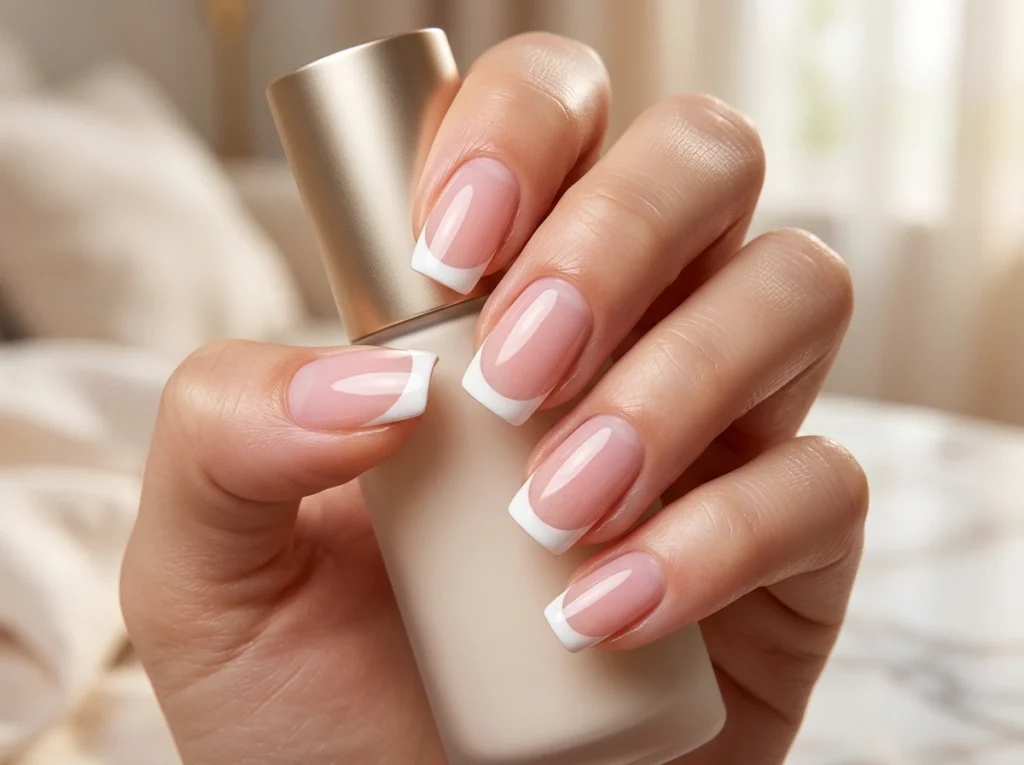 Creating_French_tip_nail_design_Fille vibe
