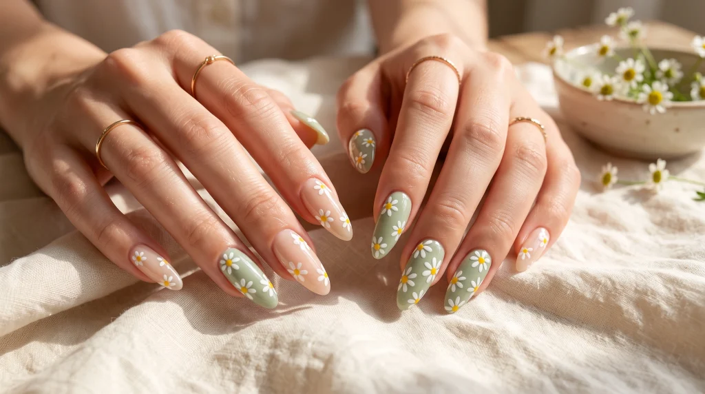 Daisy_accent_nails_design_Fille vibe