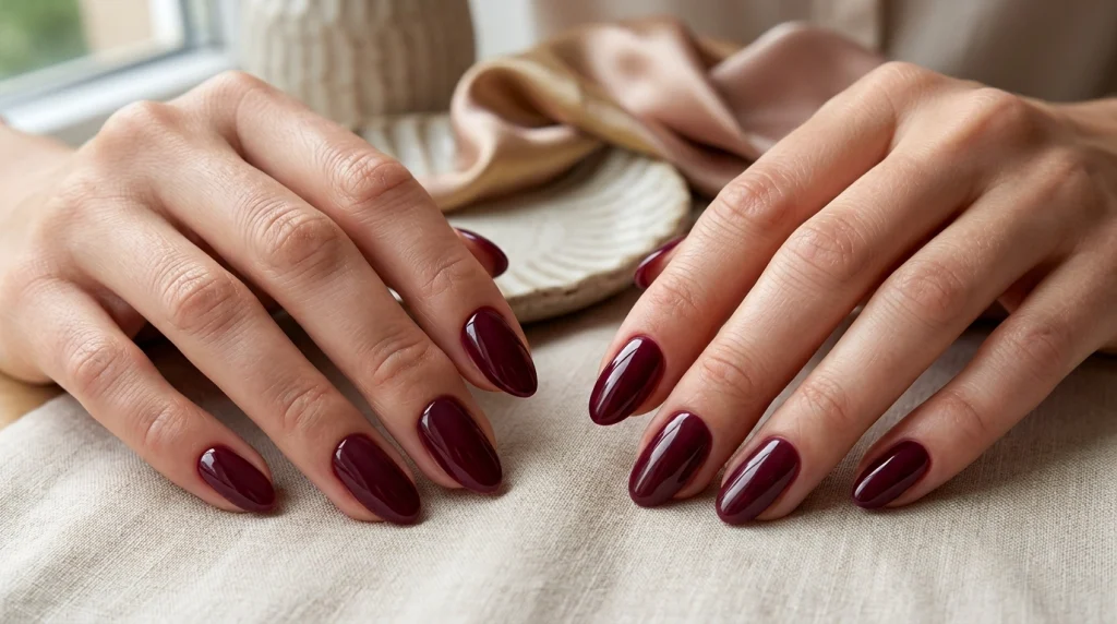 Deep Wine Short Fall Nails-Fille vibe