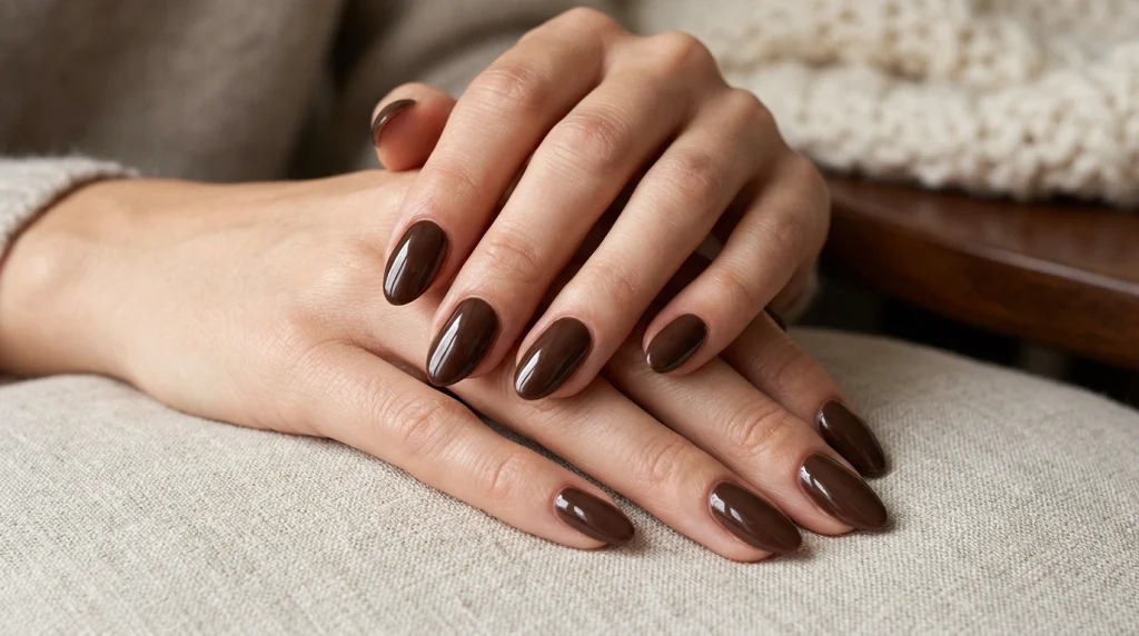Espresso_brown_almond_nails_Fille vibe