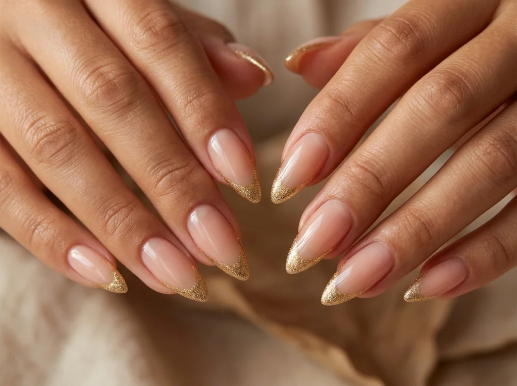 Golden Shimmer French Tips-Fille vibe