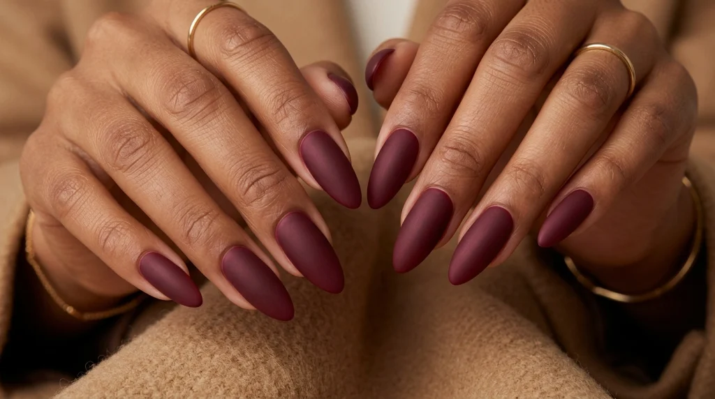 Matte_burgundy_nail_Fille vibe