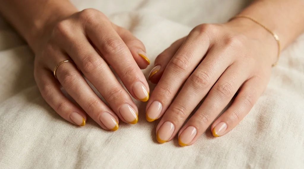 Mustard Yellow Tips on Nude Base-Fille vibe