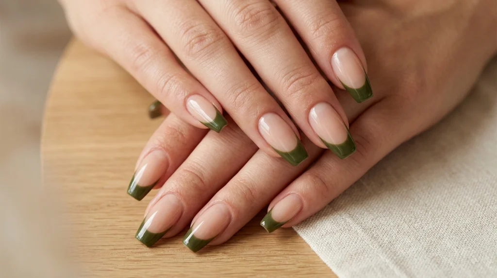 Olive Green French Tips-Fille vibe