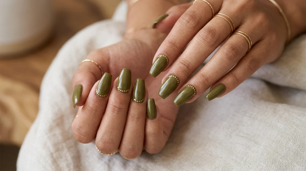 Olive Green with Tiny Gold Dots-Fille vibe