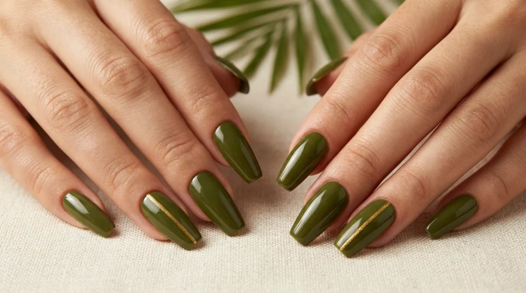 Olive Green with a Single Line Design-fille vibe