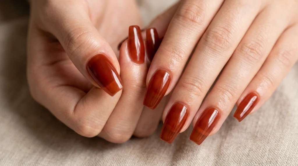 Rust Red Jelly Nails-Fille vibe