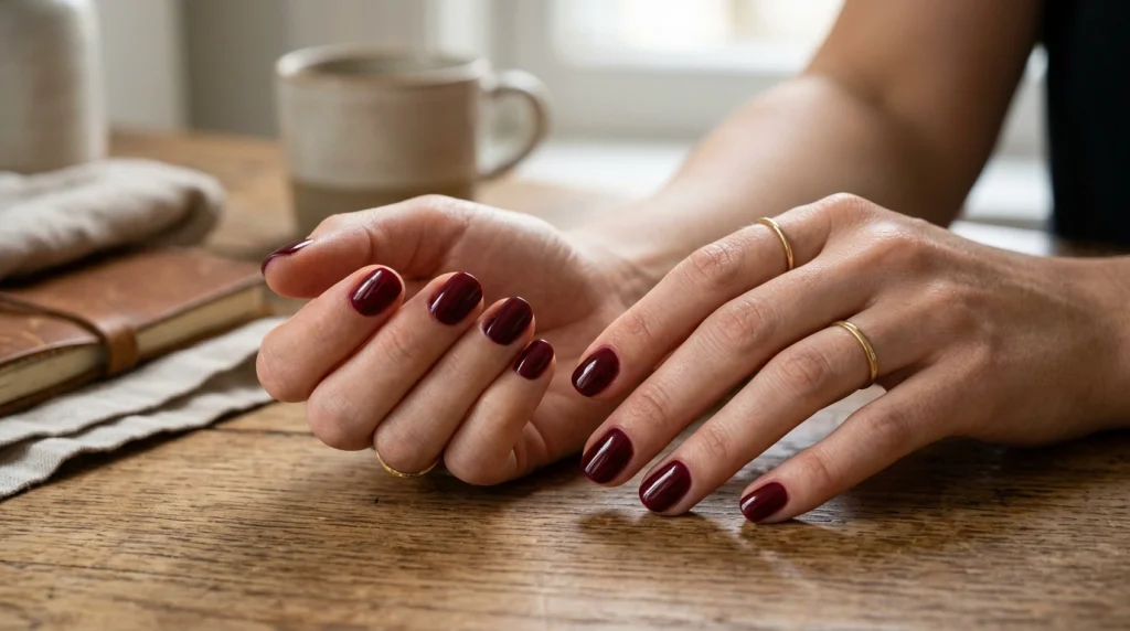Short Burgundy Nails-Fille vibe