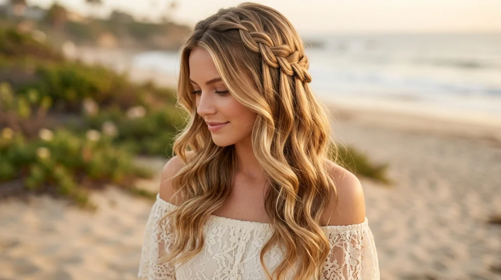 Waterfall_braid_with_loose_curls_Fille vibe
