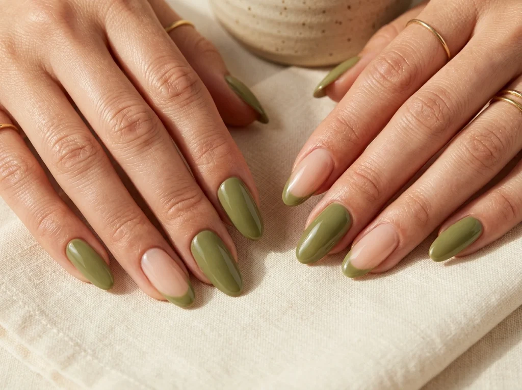 Olive Green Nails-Fille vibe