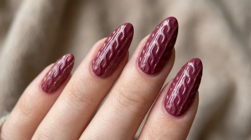 Berry_wine_knit_nail_Fille vibe