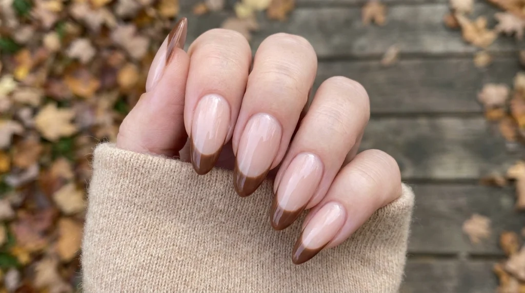 Brown_French_tips_nail_design-Fille vibe