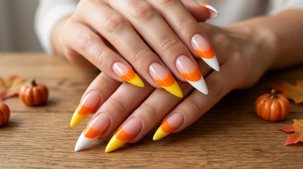 Candy_corn_French_tip_nails_Fille vibe