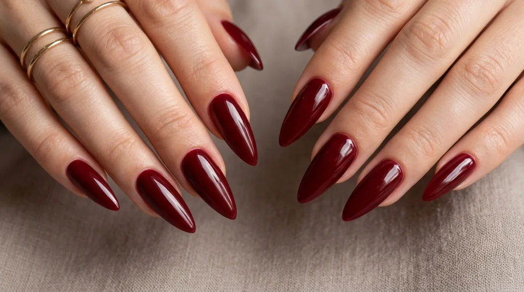Dark Cherry Stiletto Nails-Fille vibe