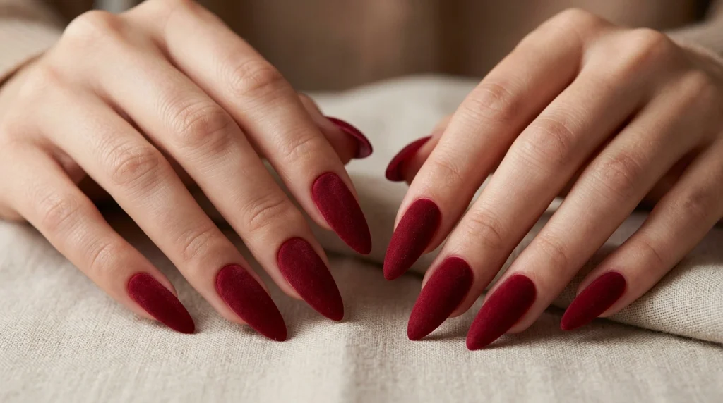 Dark Cherry Velvet Nails-Fille vibe