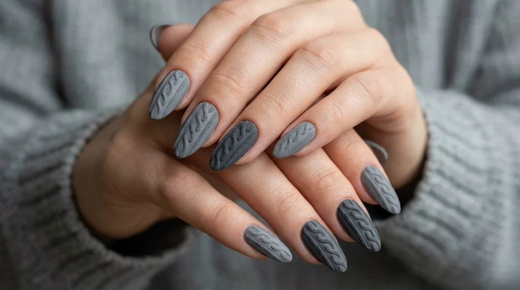 Matte_grey_sweater_nail_Fille vibe