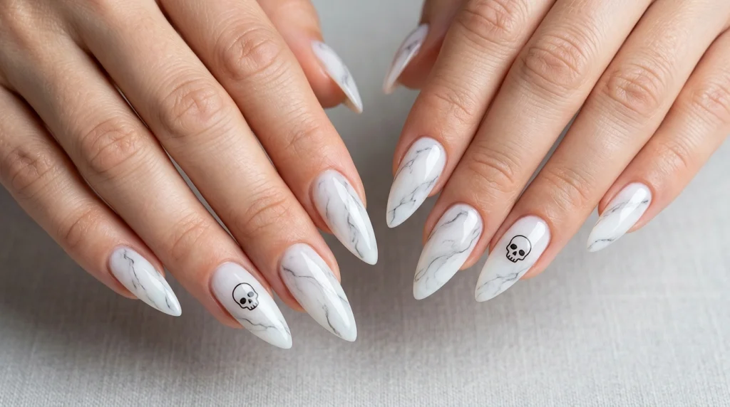 Milky_marble_skull_nail_design_Fille vibe