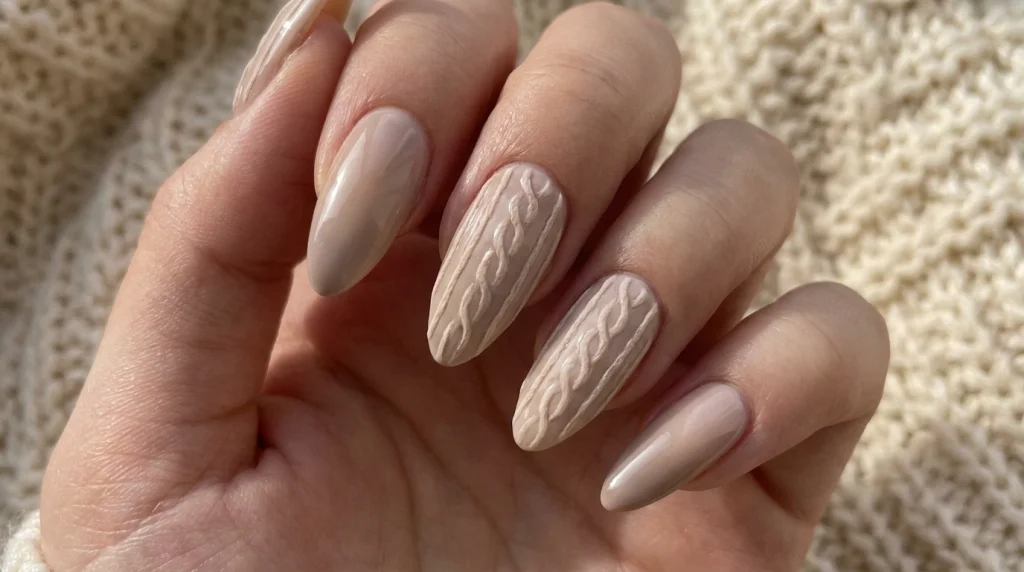 Neutral_beige_knit_nail_Fille vibe