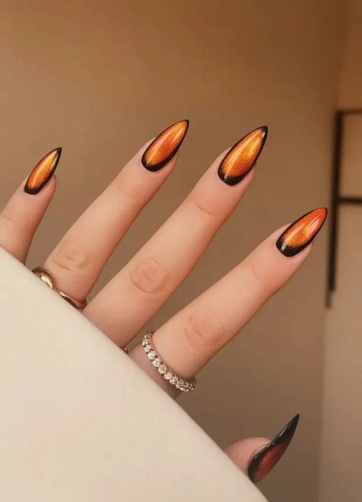 Orange Halloween Nails-Fille vibe