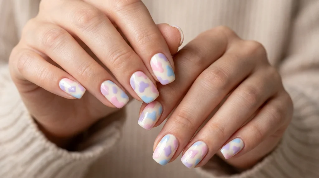 Pastel_cow_print_nail_design_fille vibe