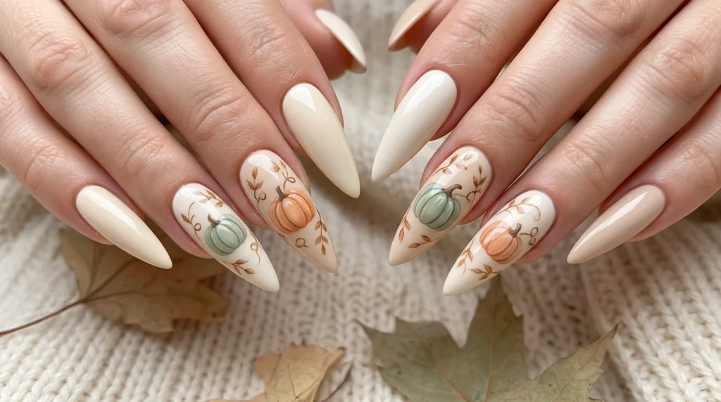 Pastel Pumpkin Nails-Fille vibe