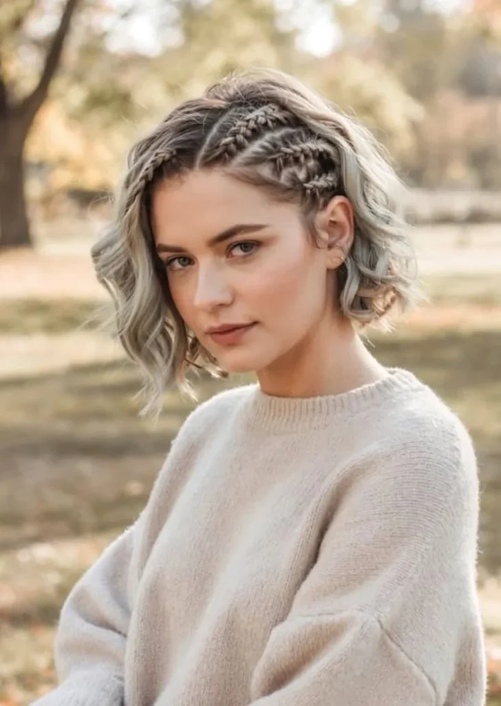 Side Braid Accent Bob-Fille vibe
