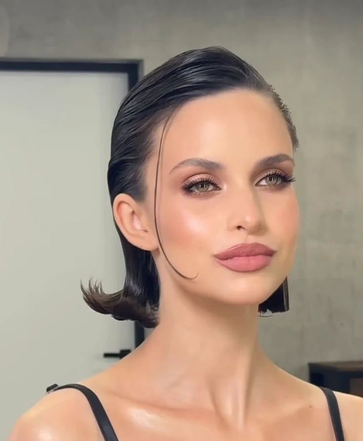 Slicked Back Wet Look-Fille vibe