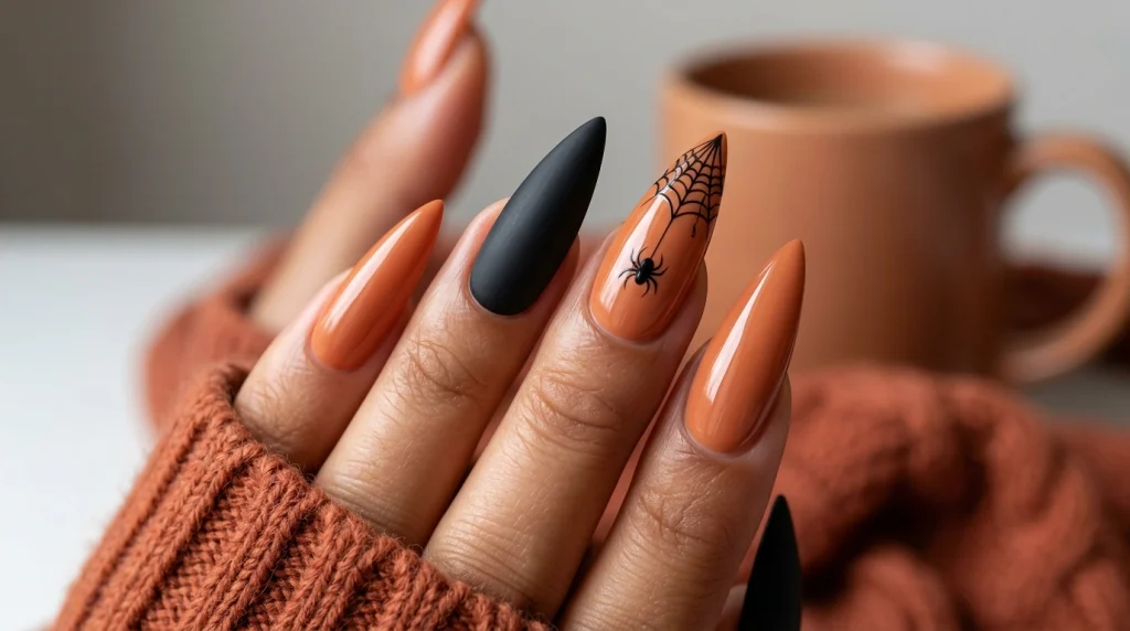 Stiletto_nail_design_with_spider-Fille vibe