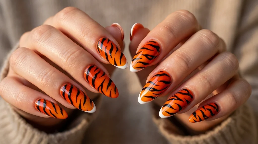 Tiger_stripe_nail_design_Fille vibe