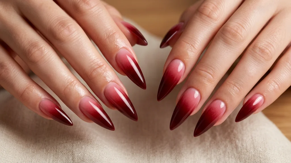 ombre_dark_cherry_nails_Fille vibe