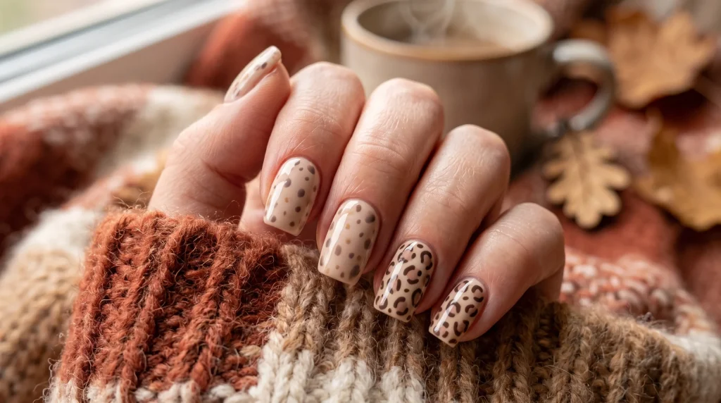 Bambi nails 2026: fawn and leopard print mix nails