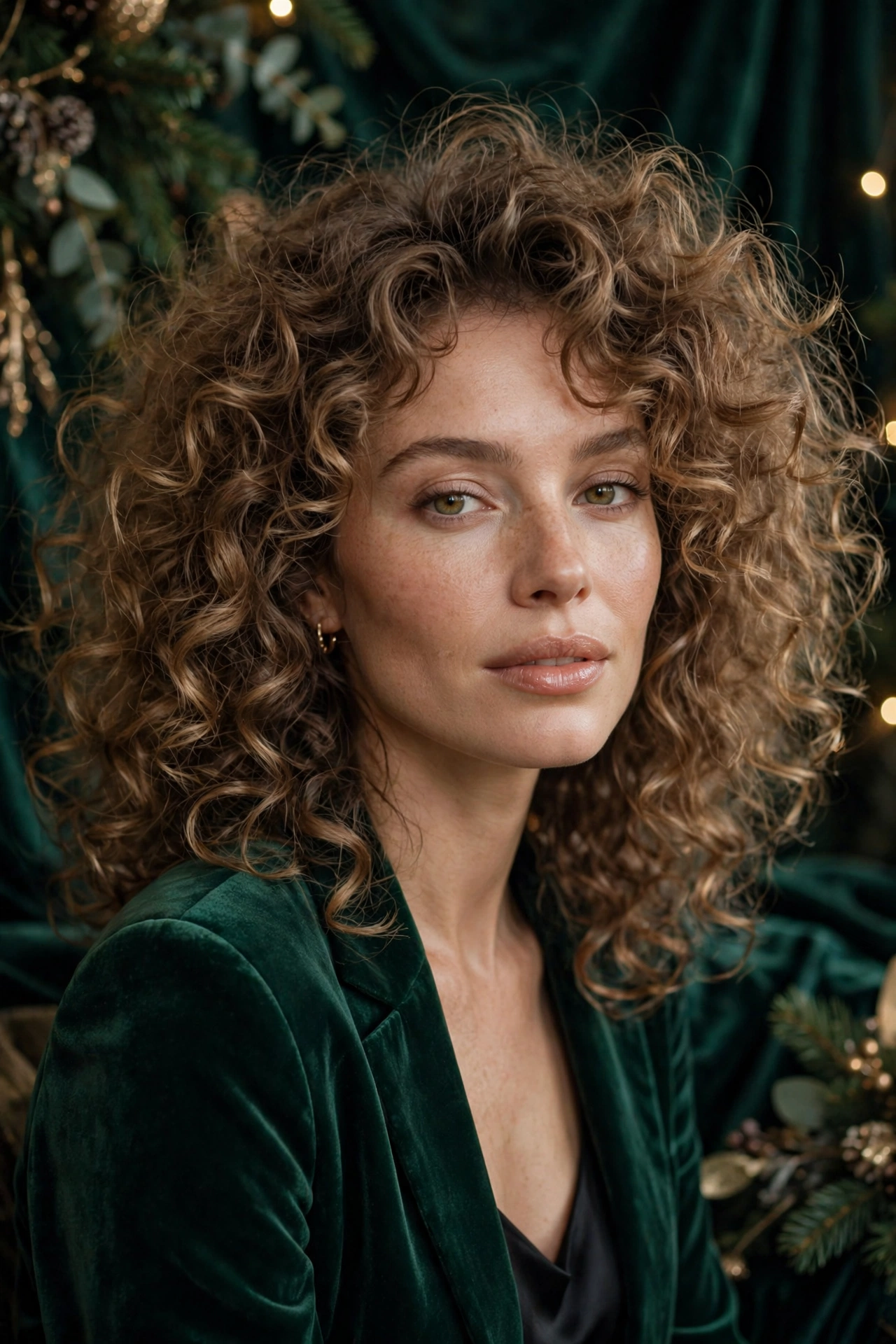 Bouncy blowout idea 11 - diffused curly bouncy blowout natural curls volume on a real woman, holiday bouncy blowout hairstyle