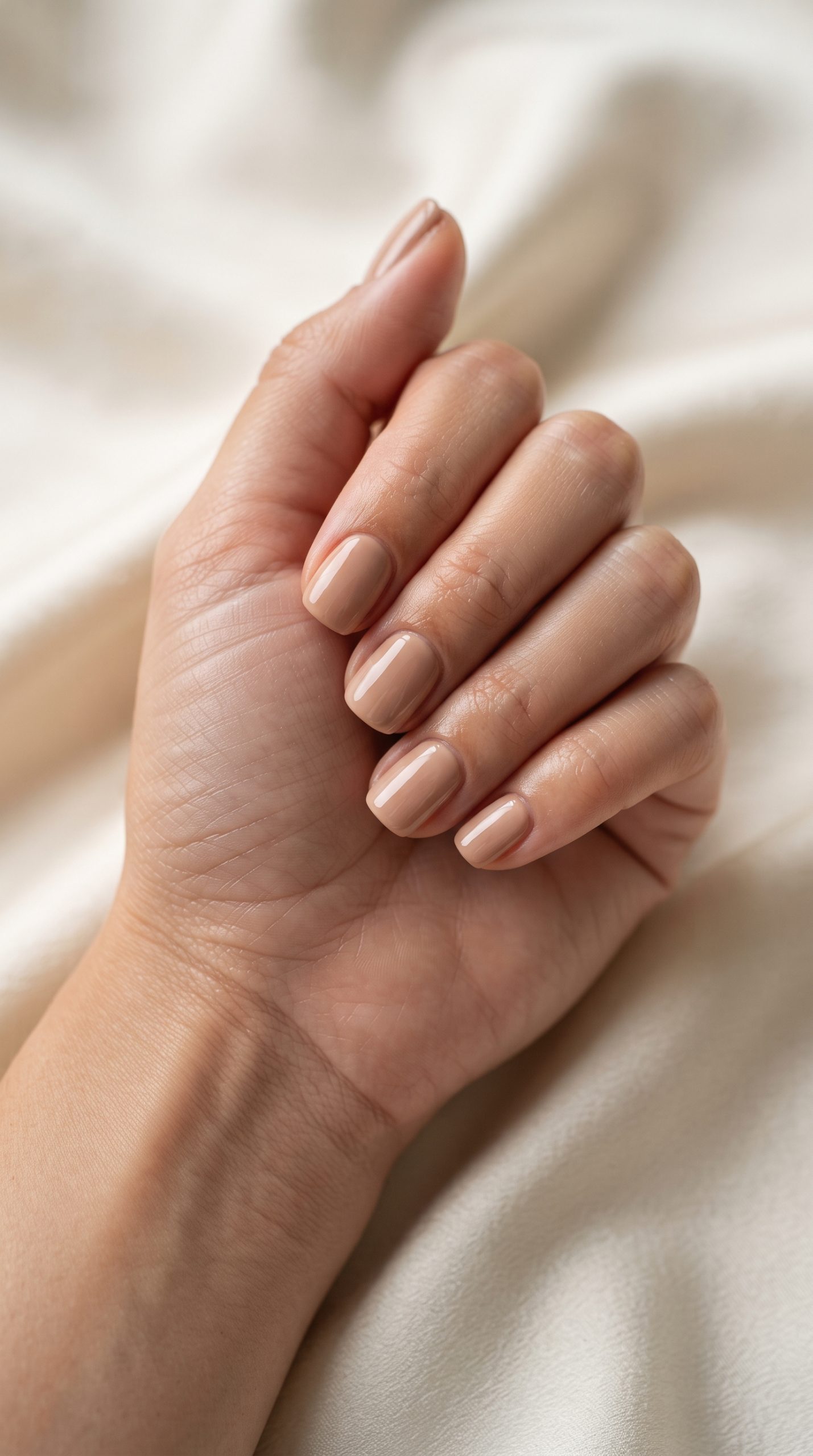 thanksgiving nail designs: short squoval nude gel-x nails