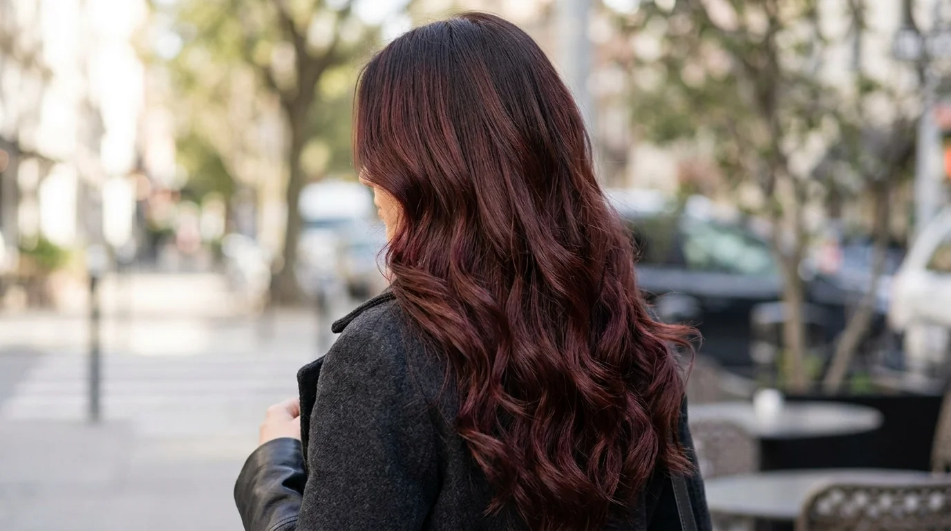 Cherry cola root melt, shadow root melting into burgundy lengths for low maintenance grow-out