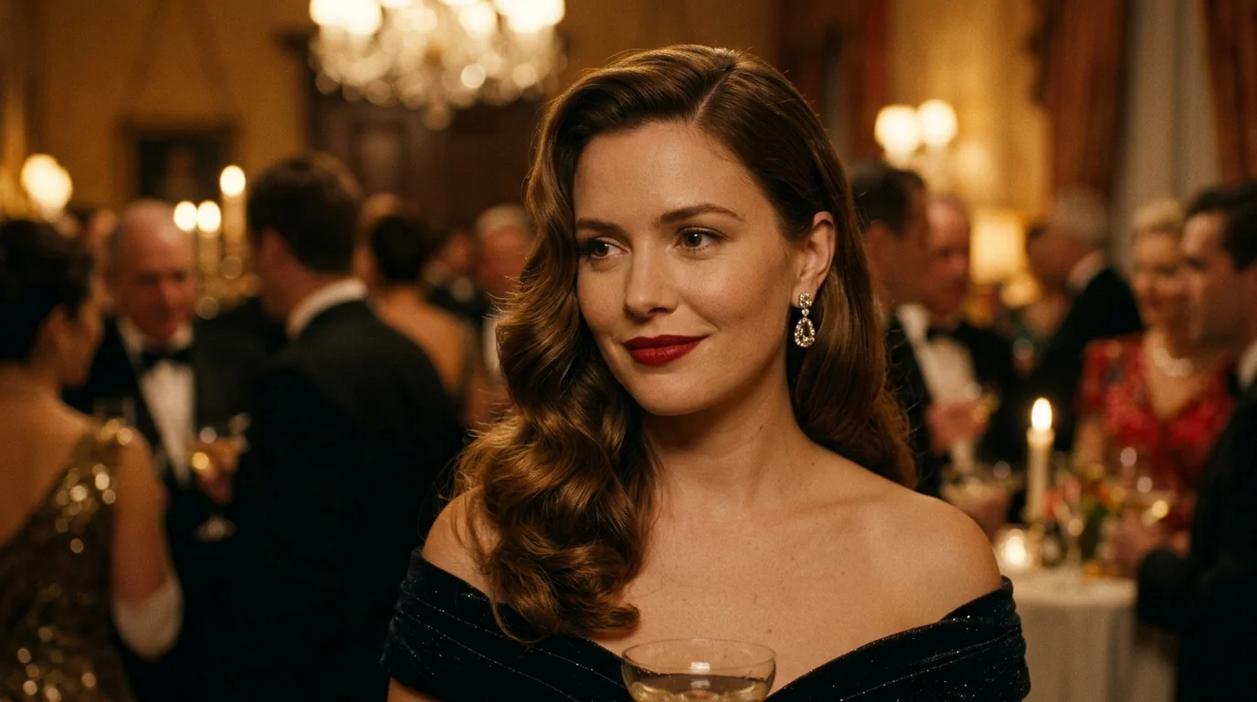 Soft Hollywood waves, a glamorous christmas party hairstyle for medium hair