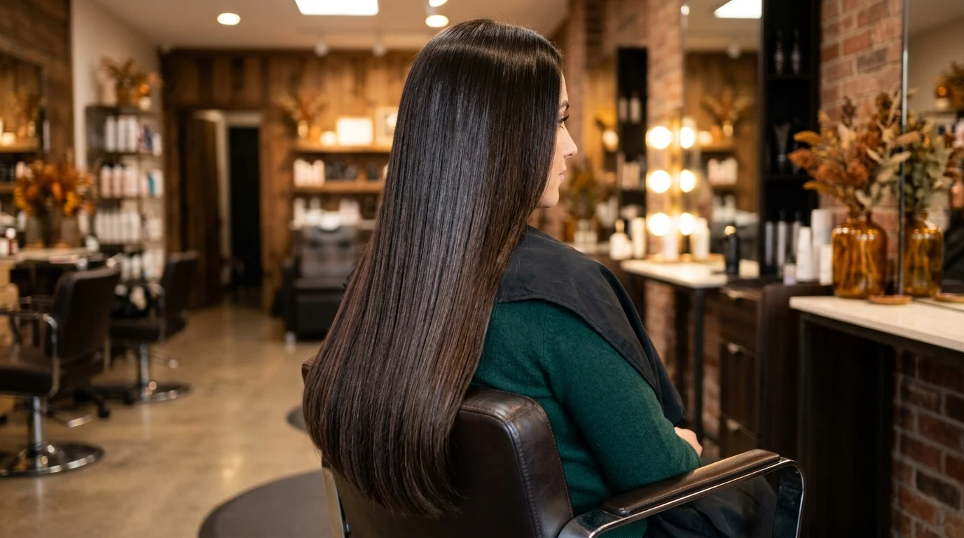 Midnight cocoa gloss dark chocolate brown hair, sleek black-brown hair with blue-black sheen