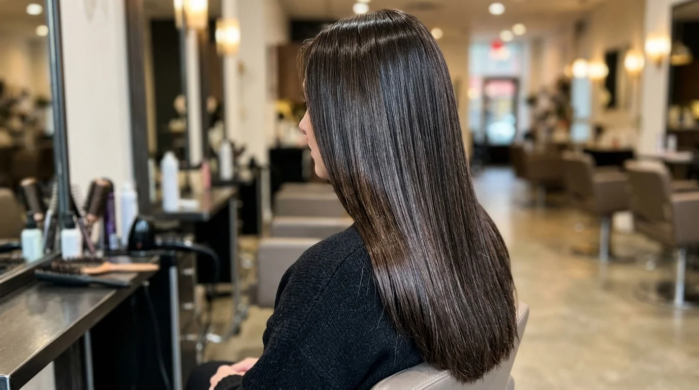 Winter espresso gloss dark chocolate brown hair, deep espresso brown hair with winter gloss shine