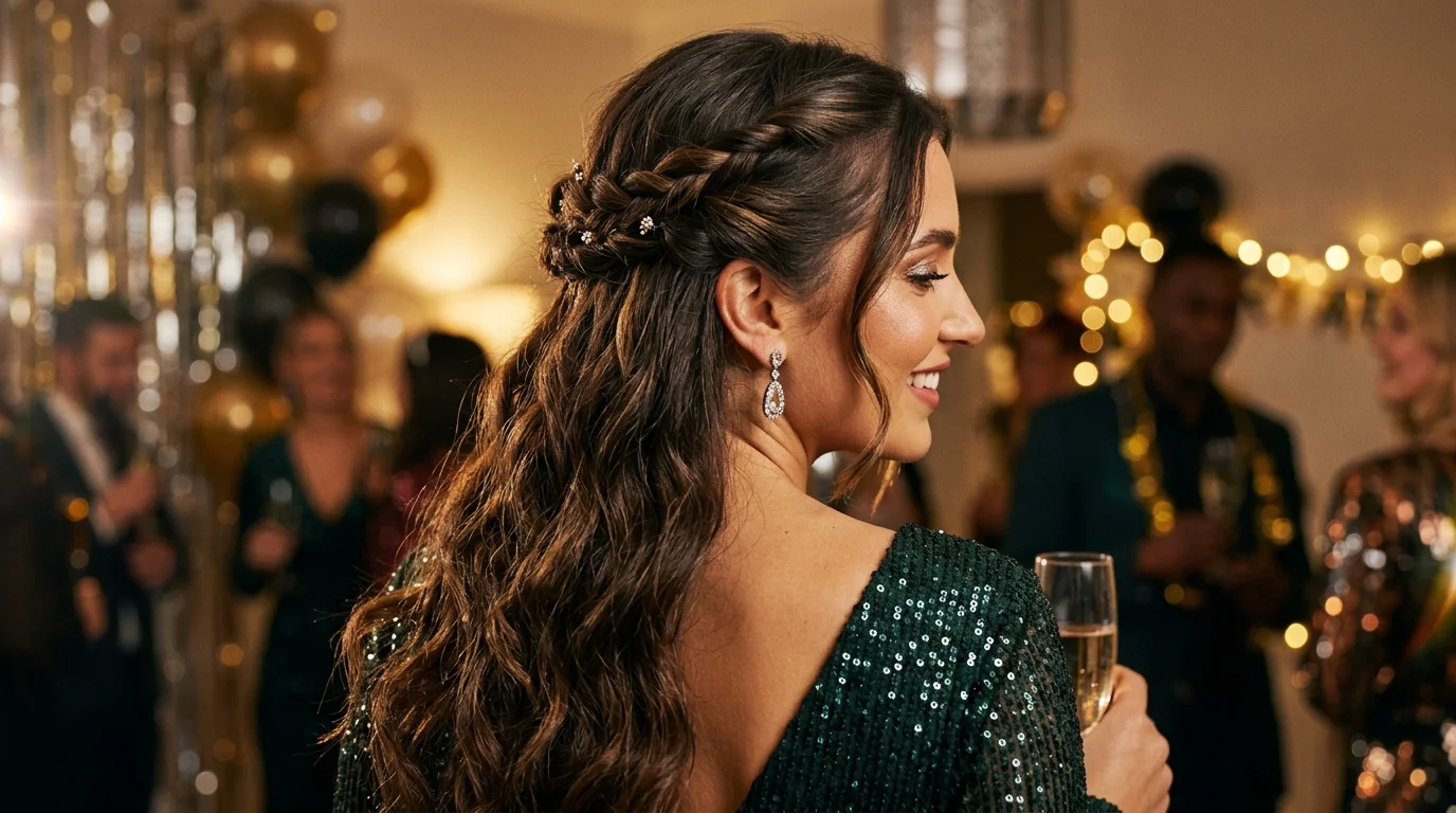Twisted half up crown, easy nye hairstyles you can do yourself