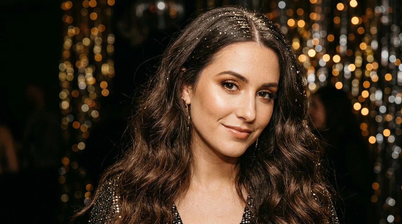 Gold glitter roots on loose waves, easy nye hairstyles you can do yourself