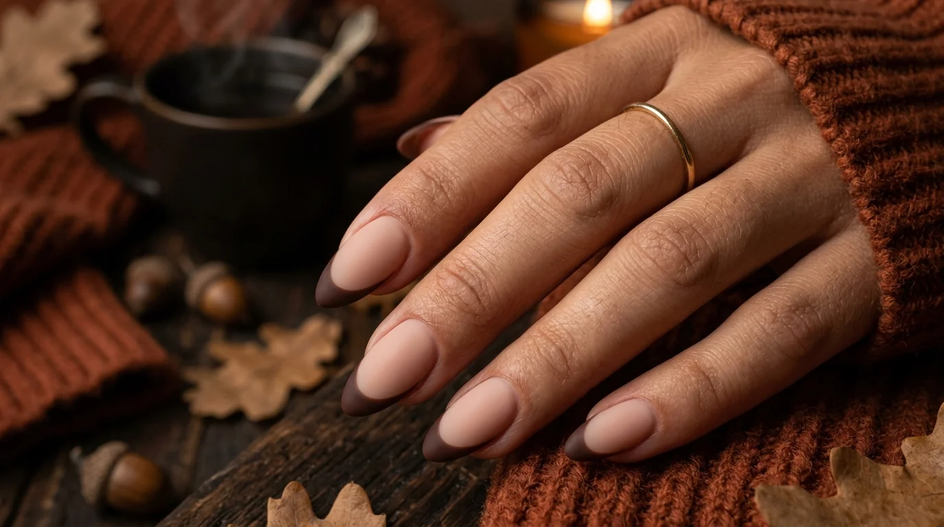Matte chocolate espresso French nails 2026