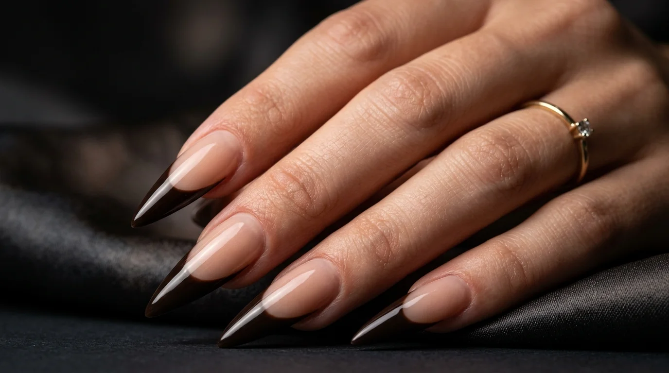 Stiletto espresso French nails bold look 2026