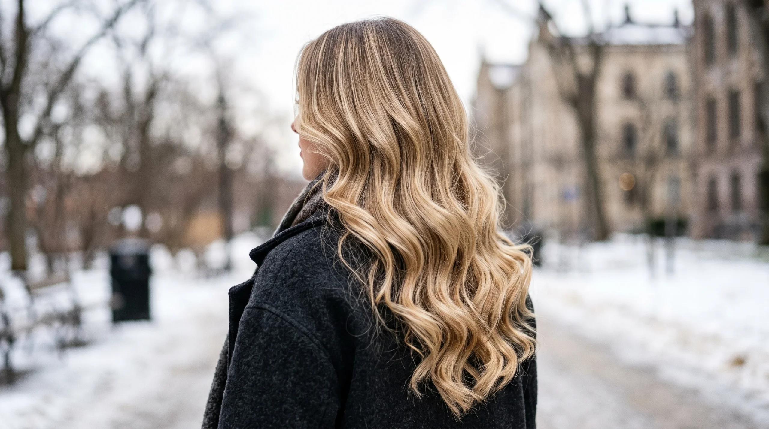 Blonde hair taken one level darker for fall to winter hair color