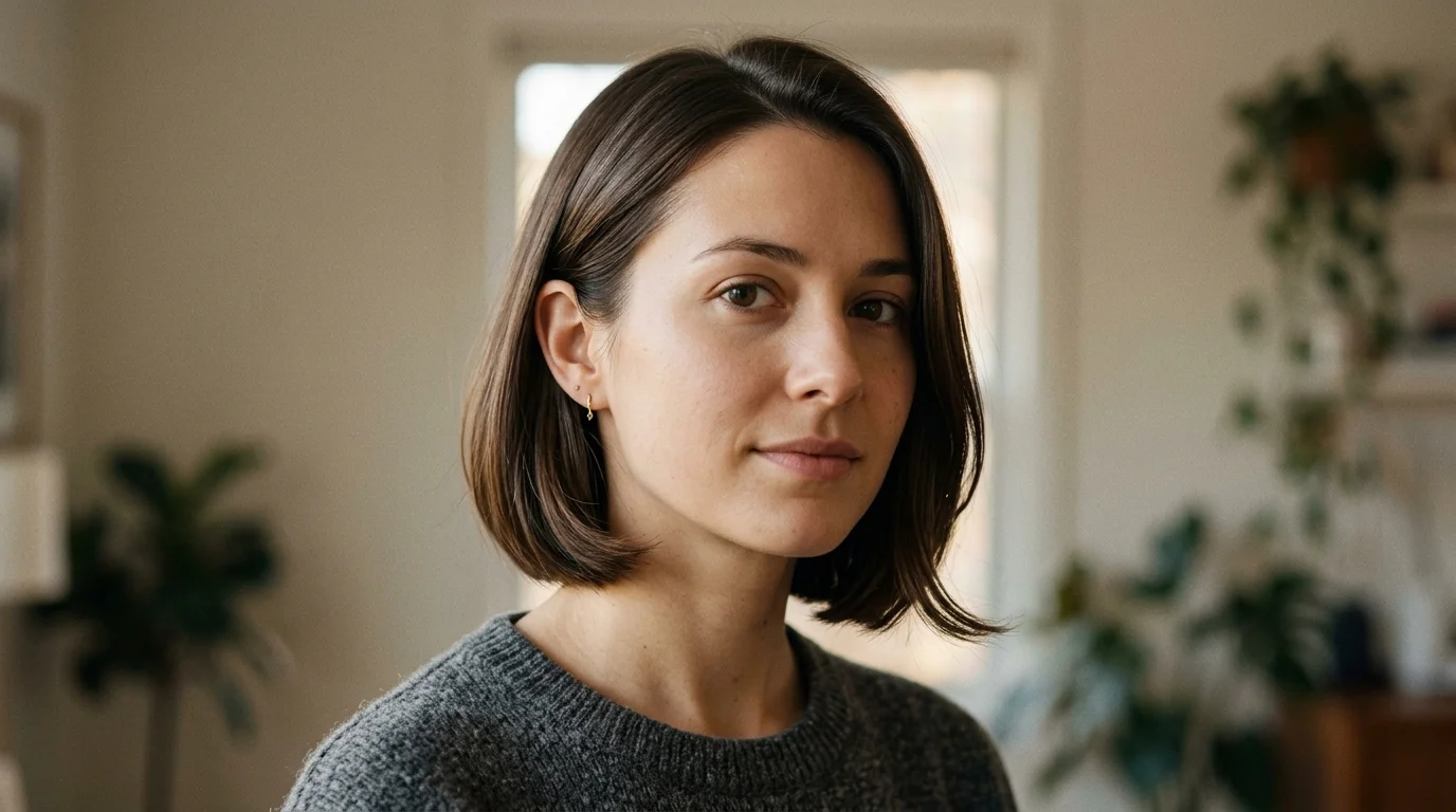 Classic chin length bob for family photos