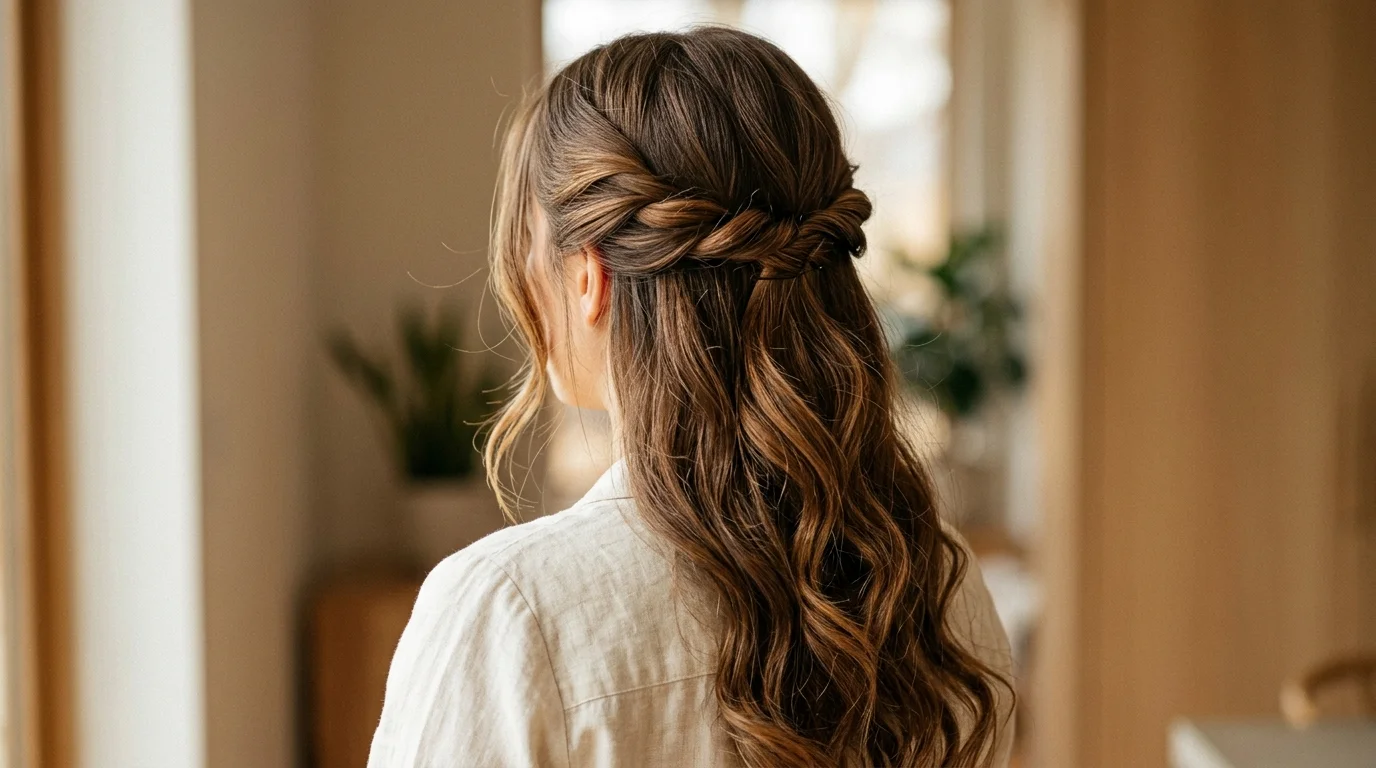 Half up twist hairstyle for family photos