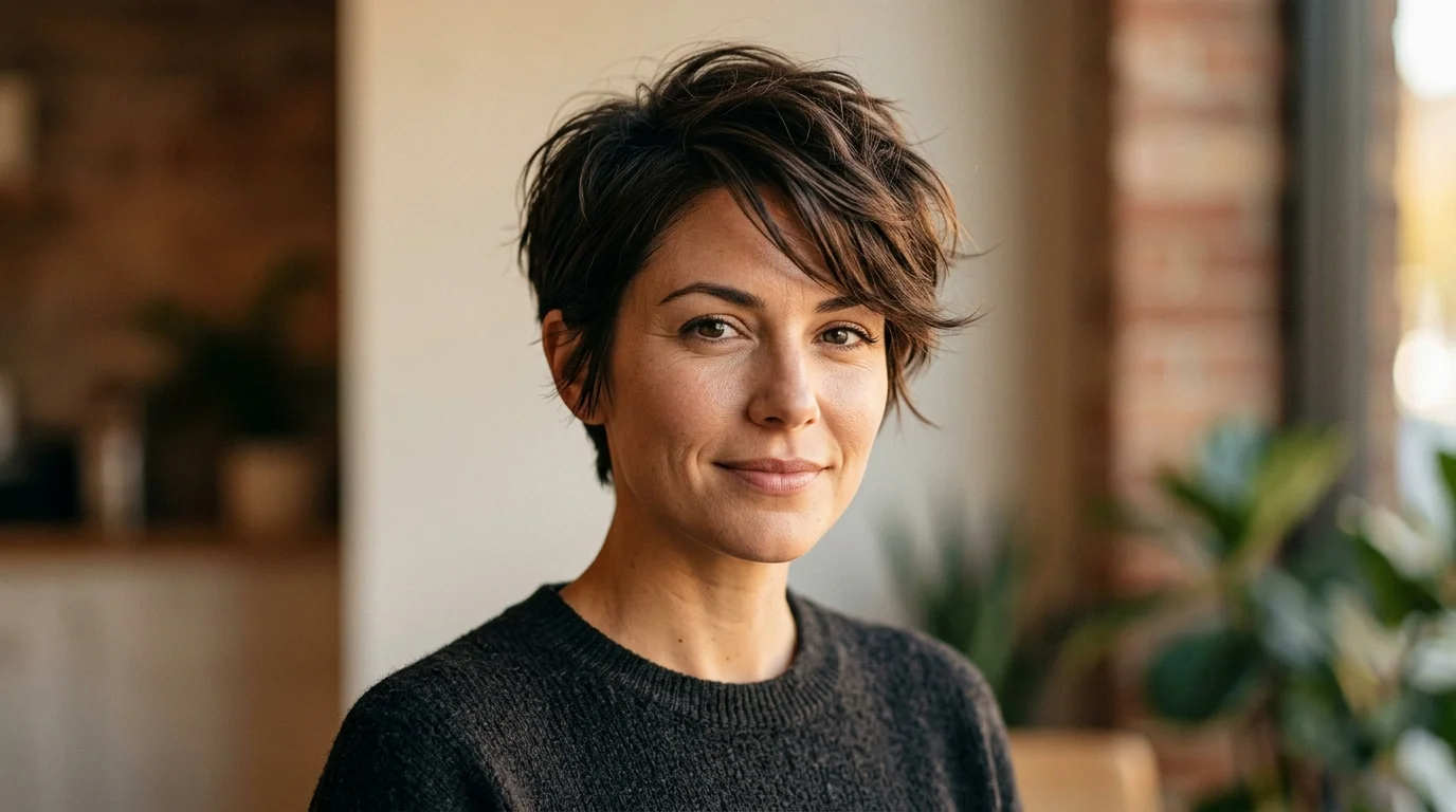 Polished pixie cut for family photos