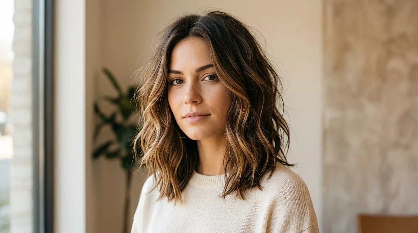 Textured lob haircut for family photos